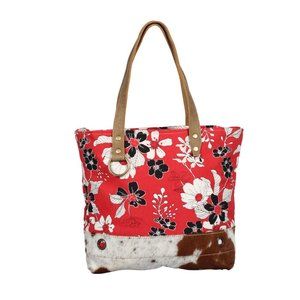 CORAL FLOWER TOTE BAG - Myra Bag S-1378